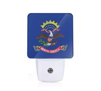 North Dakota State Flag Print Plug-in Night Light for Bedroom Hallway Bathroom Mounted Lighting Dorm Home Decor