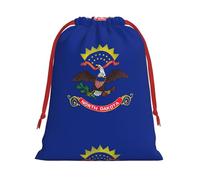 North Dakota State Flag Print Plush Gift Bags Reusable Drawstring Gift Wrap Bags,For Holiday Candy Party Supplies