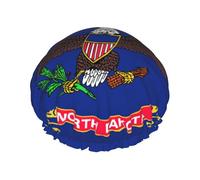 North Dakota State Flag Print Shower Essentials Bonnet For Women, Large Washable Elastic Band Bath Hair Wrap Shower Cap