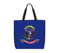 North Dakota State Flag Print Tote Bag For Women, Work Handbags, Large Capacity Casual Shoulder Handbags, For Travel Gym