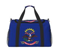 North Dakota State Flag print Travel Duffle Bag Gym Bag for Women,Puffer Tote Bag,Weekender Overnight Bag Organizer, Black, One Size