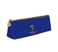 North Dakota State Flag Print Triangular Pencil Case Pouch Large-Capacity Stationery Organizer Office Accessory