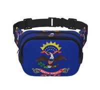 North Dakota State Flag Print Waist Pack Square Waist Bag Workout Hiking Running Travel Gym Pretty Zipper Fashion