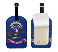 North Dakota State Flag Printed Leather Luggage Tag, Durable Baggage Identifier, Soft PU ID Label, for Business Travel