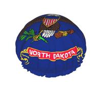 North Dakota State Flag Reusable Shower Cap for Women, Double Waterproof Layers Bath Hat, Hair Treatment Essentials