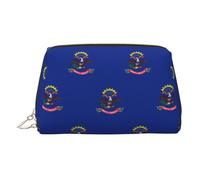 North Dakota State Flag Toiletry Cosmetics Bag, Portable Travel Cosmetic Makeup Bag,PVC Leather,with Compartments