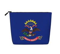 North Dakota State Flag Water Resistant Pouch Women's Organizer, Fake Hemp Makeup Bag Large Cosmetic Travel Case