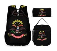 North Dakota State Logo Printed Dayback Set with Lunch Bag And Pencil Case Lightweight Classic Backpack Set 3pcs