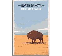North Dakota Vintage Travel Poster Retro Wall Art Canvas Poster Art Print Room Decor Home Decor Unframed 60x90cm
