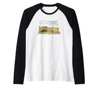 North Dakota Watercolor Landscape State Pride Art Raglan Baseball Tee