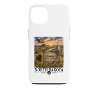 North Dakota Watercolor Prairie Landscape Travel Design Case for iPhone 13