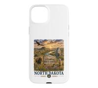 North Dakota Watercolor Prairie Landscape Travel Design Case for iPhone 15 Plus