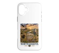 North Dakota Watercolor Prairie Landscape Travel Design Case for iPhone 16 Plus