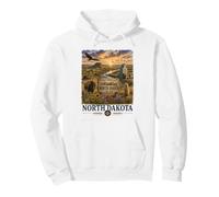 North Dakota Watercolor Prairie Landscape Travel Design Pullover Hoodie