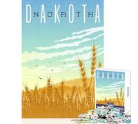 North Dakota Wheat Field Hard Jigsaw Puzzle for Adults 1000 Pieces Improve Attention Span And Focus Peaceful Relaxing Leisure Fun (38x52cm)