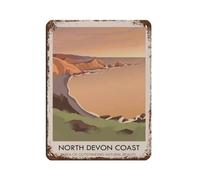 North Devon Coast AONB Travel Poster Retro Poster Metal Tin Sign Chic Art Retro Iron Painting Bar People Cave Cafe Family Garage Poster Wall Decoration 12x16inch(30x40cm)