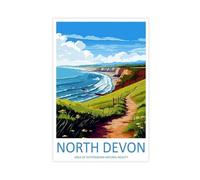 North Devon Travel Art North Devon Gift (1) Canvas Poster Wall Art Decor Print Picture Paintings for Living Room Bedroom Decoration 16x24inch(40x60cm)