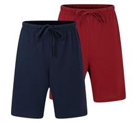 North East Boys 2 Pack Pyjama Shorts Lounge Sleep Short Twin Pack 9 to 16 Years (Wine/Navy 9-10)