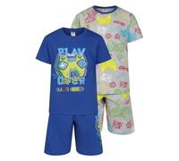 North East Boys 2 Pack Short Pyjamas Gamer Print Nightwear Gaming PJ Sets 9 to 16 Years (Royal/AOP 11-12)