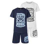 North East Boys 2 Pack Short Pyjamas Gamer Themed Nightwear Gaming PJ Sets 9 to 16 Years (NVY/Gre 11-12)