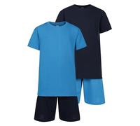 North East Boys 2 Pack Short Pyjamas Nightwear PJ Sets Twin Pack 11 12 13 14 15 16 17 18 Years (TRQ/NVY 13-14)