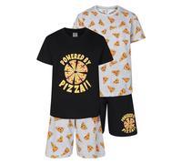 North East Boys 2 Pack Short Pyjamas Powered By Pizza Nightwear PJ Sets 9 to 16 Years (Power Pizza 9/10y)