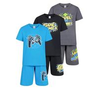 North East Boys 3 Pack Short Pyjamas Gamer Themed Nightwear Gaming PJ Sets 9 to 16 Years