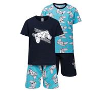 North East Boys Gamer Pyjamas 2 Pack Short PJ Set Controller Tread Cotton 9 to 16 Years New (Navy Blue 15-16y)