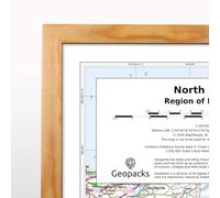 North East England: Regional Map - Light Wood Frame