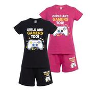 North East Girls 2 Pack Short Pyjamas Gamer Themed Nightwear Gaming PJ Sets 9 to 16 Years