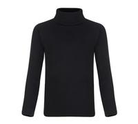 North East Kids Ribbed Polo Neck Top Boys & Girls Roll Neck Long Sleeve Stretch T-Shirt (12 Years - Black)