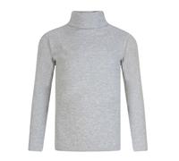 North East Kids Ribbed Polo Neck Top Boys & Girls Roll Neck Long Sleeve Stretch T-Shirt (12 Years - Light Grey)
