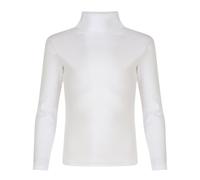 North East Kids Ribbed Polo Neck Top Boys & Girls Roll Neck Long Sleeve Stretch T-Shirt (12 Years - White)