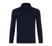 North East Kids Ribbed Polo Neck Top Boys & Girls Roll Neck Long Sleeve Stretch T-Shirt (8 Years - Navy Blue)