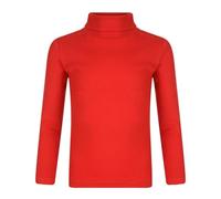 North East Kids Ribbed Polo Neck Top Boys & Girls Roll Neck Long Sleeve Stretch T-Shirt (8 Years - Red)
