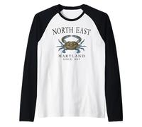 North East Maryland Crab Town Since 1669 Black Letters Raglan Baseball Tee