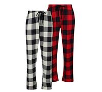 North East Mens 2 Pack Pyjama Bottoms Waffle Knit Lounge Sleep PJ Pants M L XL XXL Multipack (Ecru/Red XL)