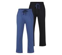North East Mens 2 Pack Pyjama Bottoms With Pockets Sleep Night PJ Lounge Pants L to XXL New (L - Blk/Del)