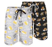 North East Mens 2 Pack Pyjama Shorts Novelty Beer Game Donuts M to 2XL Lounge Sleep Shorts (Cheers-L)