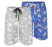 North East Mens 2 Pack Pyjama Shorts Novelty Beer Game Donuts M to 2XL Lounge Sleep Shorts (Game Over-XL)