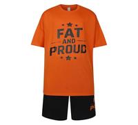 North East Mens Plus Size Short Pyjama Sets Fat & Proud 3-6XL Sleep Lounge Wear PJ Set New (Orange 3XL)