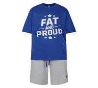 North East Mens Plus Size Short Pyjama Sets Fat & Proud 3-6XL Sleep Lounge Wear PJ Set New (Royal 3XL)
