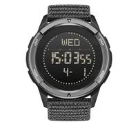 NORTH EDGE ALPS Digital Watch for Men, No App Required Step Counter Watch with Compass, Lightweight Carbon Fibre Outdoor Watch, 50M Water Resistant, Nylon Strap for Walking Hiking Work, Green
