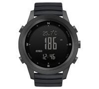 NORTH EDGE Apache-46 Digital Sports Watches for Men Military Watches with Compass, Temperature, Steps Tracker, Sport Tactical Survival Features (Silicon Strap, silicio, Black)