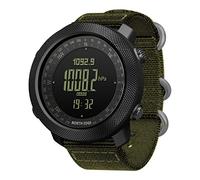 North Edge Apache Tactical Sports Watches for Men Digital Outdoor Survival Military Compass Rock Solid Digital Watches with Durable Band, Steps Tracker Pedometer Calories (Green)