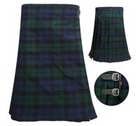 NORTH EDGE Blackwatch Kilt for Men - 16oz Traditional Scottish Tartan, 5 Yards Premium Acrylic Wool Kilts