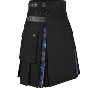 NORTH EDGE Hybrid Scottish Kilt Sports Fashion Dress Leather Straps Black Utility Cotton Kilts Hybrid Pride of Scotland Tartan's Hybrid Royal Stewart Tartan