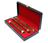 NORTH EDGE Irish D Flute Tin Whistle Traditional 3 Parts 4 Parts Student Level Professional Rosewood Flutes With Tuning Slides (Brown 9 Holes Flute 3 Parts with Golden Mount, 26" (Inches))