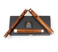 NORTH EDGE Irish D Flute Tin Whistle Traditional 3 Parts 4 Parts Student Level Professional Rosewood Flutes With Tuning Slides (Brown 9 Holes Flute 3 Parts with Silver Mount, 26" (Inches))