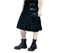NORTH EDGE Men Hybrid Utility Kilts Traditional Highland Scottish Modern Hybrid Kilts - Men Scottish Black Cotton Kilt Adjustable Straps Skirts (Utility Black, 36W)